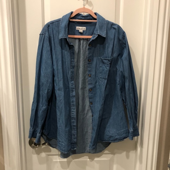 Ava & Viv Tops - Button up jean long sleeve shirt